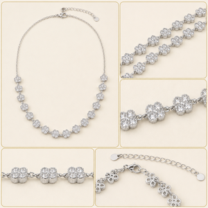 Collier en cristal floral argenté pour femme, bijoux pour événements formels, vente en gros d'usine - Product Image 4