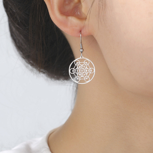 Myshape Metatrons Cube Pendientes <span class=keywords><strong>Flor</strong></span> <span class=keywords><strong>DE</strong></span> <span class=keywords><strong>LA</strong></span> <span class=keywords><strong>VIDA</strong></span> Kabbalah Geometría sagrada Pendientes para mujer Joyería <span class=keywords><strong>de</strong></span> acero inoxidable - Product Image 6