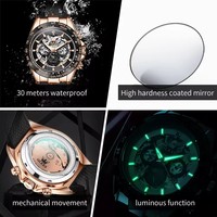 OLEVS 6713 nouvelle montre automatique mécanique pour hommes bracelet en silicone calendrier lumineux semaine évider 30M montres d'affaires étanches