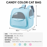 Sac à dos de transport pour chat YAOYUE couleur bonbon avec fenêtre en maille, sac pliable en tissu Oxford pour chat avec poche avant, 4 couleurs pour chats