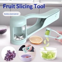 Gadget manuel de découpe de fruits en gros, trancheuse multifonctionnelle en acier inoxydable pour raisins et fraises, pratique pour la cuisine domestique