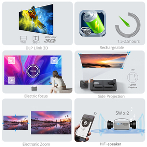 Proyector Inteligente Android C210 con Soporte, Delgado, Pequeño, Resolución Nativa 720P, 350 ANSI, Enfoque Automático, Ultra Portátil, <span class=keywords><strong>Cine</strong></span> en Casa, Venta al Por Mayor de Fábrica - Product Image 5