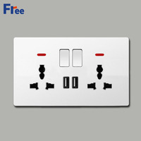 Prise murale universelle de haute qualité, 16A, 2 prises, ports USB A/C, style luxueux, protection IP21, facile à installer