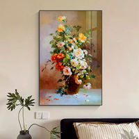 Peinture Murale Florale Impressionniste Texturée Faite à la Main, Vente Chaude Directe Usine, Écologique, Encadrée, pour la Maison