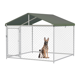 Outdoor Galvanized Steel <b>Dog</b> <b>Kennel</b> 120x120x95 Inch with Roof Wire Mesh Fence Enclosure for <b>Large</b> <b>Dogs</b> - Product Image 3