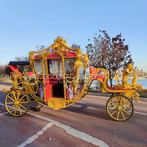 Sculpture de calèche royale électrique sans chevaux, calèche royale dorée de haute qualité à vendre - Product Image 4