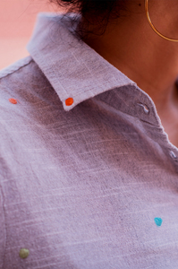 Chemise asymétrique à volants en coton tissé à pois brodés Miranda pour femme |   Vêtements de resort et décontractés - Product Image 4