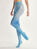 Collants érotiques blancs à imprimé floral bleu, à découpes, pour enfants, avec images lesbiennes, pour la vente en gros