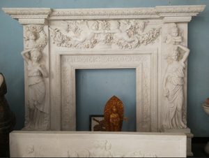 Cheminée en marbre personnalisée, moderne, sculptée à la main, de luxe, en marbre blanc du Hunan, avec manteau de cheminée en marbre - Product Image 3