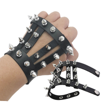 Bracelet de poignet en cuir à rivets argentés de style punk gothique, à pointe, avec dos en cuir, 20 cm, unisexe