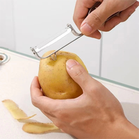 Éplucheur à pommes de terre en acier inoxydable avec poignée en boucle métallique, options de lames doubles, outil de cuisine manuel pour éplucher les fruits et légumes