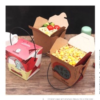 Boîte de 16 oz avec poignée, en papier kraft, de haute qualité, imprimée sur mesure, pour salades de pâtes, nouilles instantanées et plats chauds, anti-fuite