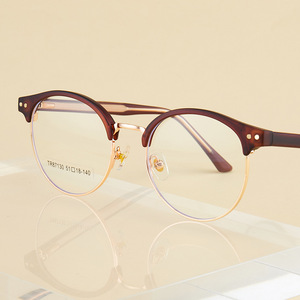 Lunettes de vue rondes classiques pour hommes Tr90, monture intégrale, 51-18-140, protection anti-lumière bleue, style professionnel - Product Image 1