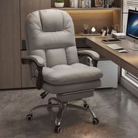 Chaise de bureau ergonomique en cuir PU avec massage, pivotante à 360°, réglable en hauteur, support lombaire, base en acier et repose-pieds pour la maison/usage informatique