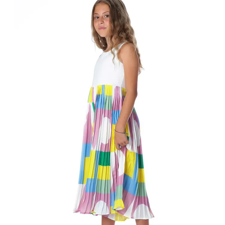 Gestreiftes Maxi-Prinzessenkleid für Teenager-Mädchen nachhaltiger Sommer formeller Stil Alter 12 bis 14 mit Leopardenmuster