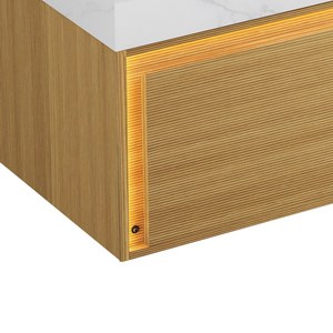 Armoire murale <span class=keywords><strong>NYAH</strong></span> de 48 pouces avec deux tiroirs, SANS comptoir ni lavabo, SANS robinet ni drain, couleur grain de bois clair - Product Image 4