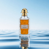 Flacon de parfum en verre transparent texturé brillant de 50 ml et 100 ml, étiquette personnalisée, bouchon doré artistique arrondi irrégulier, flacon en verre