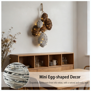 Guirnalda de Luces LED Cálidas Blancas Tejidas a Mano con Bolas de Ratán para Decoración del Hogar, Ideal para Fiestas de Cumpleaños y Pascua - Product Image 6