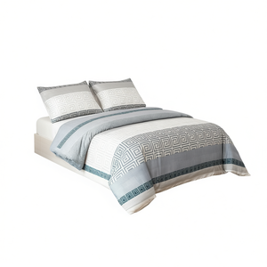 Ensemble de housse de couette zippée géométrique moderne en polyester tissé à 100 % avec taie d'oreiller, doux et respirant pour un sommeil confortable à la maison - Product Image 1