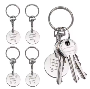 1 pièce <span class=keywords><strong>Jetons</strong></span> de chariot de supermarché universels en acier inoxydable, petits, portables, porte-clés, ornement décoratif - Product Image 2