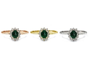 Magnífico y Delicado Regalo para el Día de la Madre, Anillo de Oro Blanco de 18k con Diamantes de Alta Calidad, Esmeralda Clásica con Engaste de Puntas, para Mujer - Product Image 4