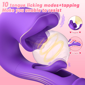 Vibratore con Linguetta Leccante, Oscillante e Picchiettante, Massaggiatore Punto G, Stimolatore Clitorideo, Doppia Stimolazione, in Silicone, Giocattoli Sessuali per Adulti <span class=keywords><strong>da</strong></span> Donna - Product Image 3