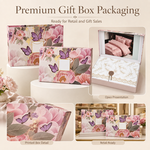 Parure de lit 6 pièces de luxe en coffret cadeau, ensemble de literie florale avec housse de couette et drap, vente en gros - Product Image 5