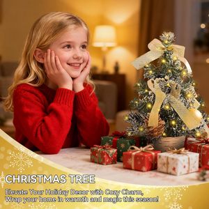Arbre de Noël miniature de 20 cm de haute qualité avec décorations dorées, fourni en gros par l'usine - Product Image 2