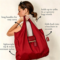 Sac à main pliable avec porte-clés, deux sangles, imperméable, en polyester et nylon, grande capacité, écologique, tendance, portable, toutes saisons