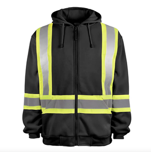 Logotipo personalizable Ropa DE TRABAJO Sudadera con capucha Chaleco DE SEGURIDAD reflectante Volver Cruz Fleece Tela ANSI Clase 3 Cinta reflectante alta para el invierno - Product Image 1