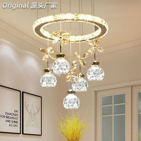 Lustres romantiques en cristal pour chambre à coucher, salle à manger, salon, cafés et salles à manger chaleureuses - Source lumineuse LED, type suspendu