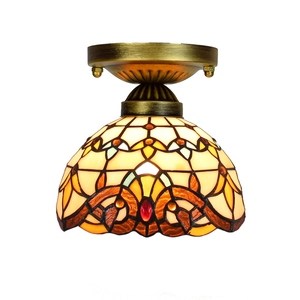 Petit <span class=keywords><strong>plafonnier</strong></span> led en forme de vitrail en bois massif, style américain rétro, <span class=keywords><strong>Baroque</strong></span>, idéal pour un salon, un couloir, un balcon ou un bar, 6/8 pouces - Product Image 2