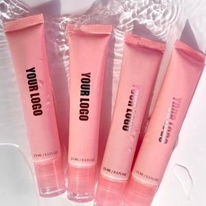 Juicy Mirror-shine Finish Cosmetics Moisturizing Lip Balm & Gloss Private Label 2in1 Soft Tubes Pink Non-sticky Lip Gloss Balm