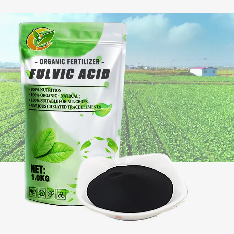 Poudre d'acide humique à libération rapide d'engrais d'acide fulvique organique personnalisé professionnel pour l'agriculture