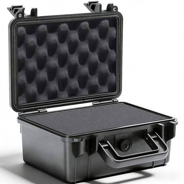 Portable 8" Small IP67 Black PP Injection Rugged Plastic Waterproof Equipment Handy Carrying Case with Pluckable Shockproof Foam