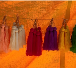 Décorations suspendues en tissu bohème avec pompons pour salon, décoration intérieure, multicolores, forme irrégulière, toutes saisons - Product Image 5