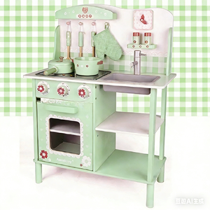 Nouvelle <span class=keywords><strong>cuisine</strong></span> de simulation nordique <span class=keywords><strong>en</strong></span> <span class=keywords><strong>bois</strong></span> pour enfants, jeu de rôle culinaire, vert - Product Image 1