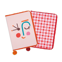 Carnet de notes personnalisé en vrac A5 à couverture rigide en tissu imprimé avec pompon