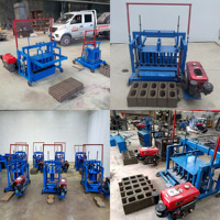 Petite machine mobile de fabrication de briques diesel 4-45, machine à fabriquer des blocs creux en béton à partir de cendres volantes et de déchets de construction