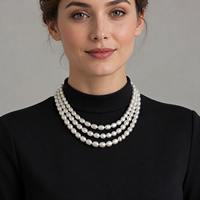 Chaîne de perles baroques d'eau douce naturelles de qualité supérieure, 8-9 mm, polies des deux côtés, haute brillance, bijoux de luxe en gros