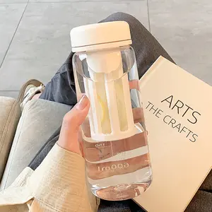 New Ins boys girls 650ml clear tea seperation drinking cup bpa free plastic sports water bottle with time marker/filter