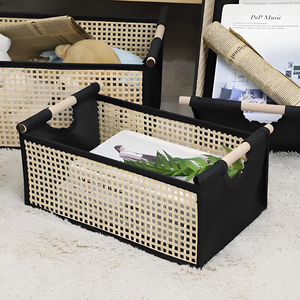 Großhandel Maßgefertigte Kleidung Kinderspielzeug Weidenkorb Rattan Organizer Box Faltbarer Bambus Gewebter Aufbewahrungskorb mit Griff - Product Image 4