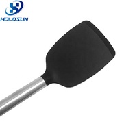 Spatule de cuisine en silicone souple de qualité alimentaire résistante à la chaleur avec logo personnalisé et manche en acier inoxydable durable