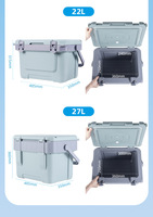 Glacière portable XFY grande capacité 22L/27L avec plateau amovible et blocs de glace offerts, en matériau PU, idéale pour le camping en extérieur et l'utilisation en voiture