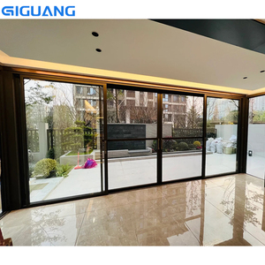 QIGUANG Fournisseur de portes américaines en alliage d'aluminium Double porte coulissante en verre trempé Portes coulissantes modernes en aluminium pour l'extérieur - Product Image 2