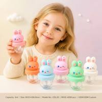 ISMAN Tube de brillant à lèvres transparent en plastique avec applicateur en forme de cœur, motif lapin de dessin animé mignon, emballage cosmétique, vente en gros, personnalisable