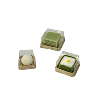 Boîtes à pâtisserie miniatures très vendues en gros, boîtes carrées pour desserts, mochi, emballages en plastique, boîte individuelle pour gâteau de lune doré avec couvercle transparent