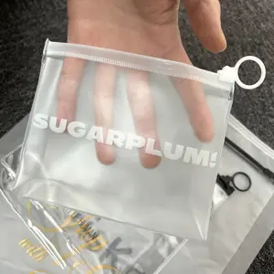 Tas Plastik Buram Kosmetik PVC Bening Cetak Kustom Zip Lock dengan Ritsleting Kemasan Kantong Ritsleting untuk Kemasan Pakaian