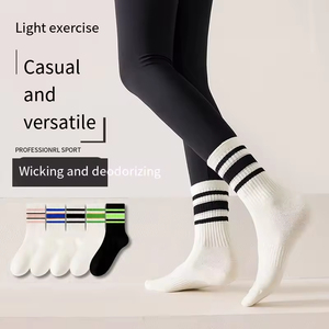 Free Design Custom High-End Crew Yoga <b>Socks</b> – Non-Slip <b>Grips</b> Breathable Cotton Ribbon Lace Style OEM/ODM Service - Product Image 5