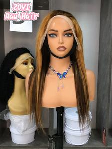 Perruque sans colle en cheveux humains, ultra-lisse, avec mèches ombrées, Lace Front P4/27 Blond Miel, pré-épilée, ligne de cheveux naturelle - Product Image 2
